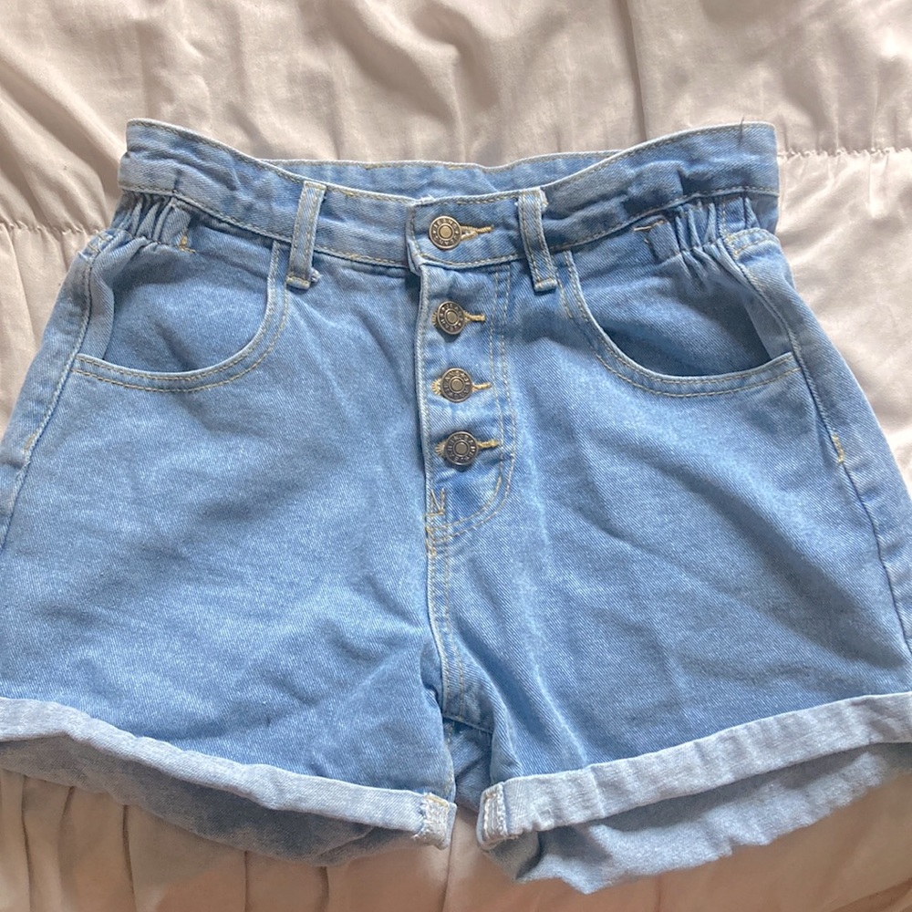 High Waisted Blue Denim Shorts